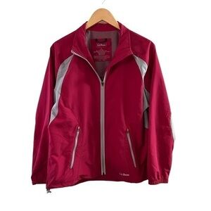 L.L. Bean Magenta Pink & Gray Water Resistant Full Zip Athletic Running Jacket